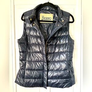 Herno navy blue down vest, size 46